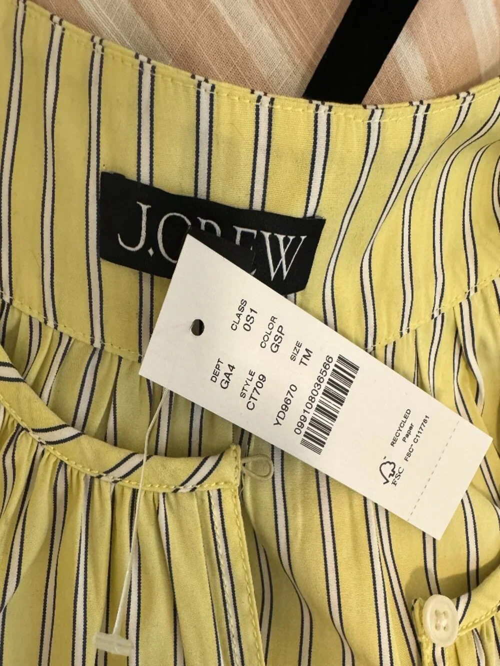 J.Crew NWT Tiered Popover Dress Striped Cotton Poplin Green Sweet Pea M Tall